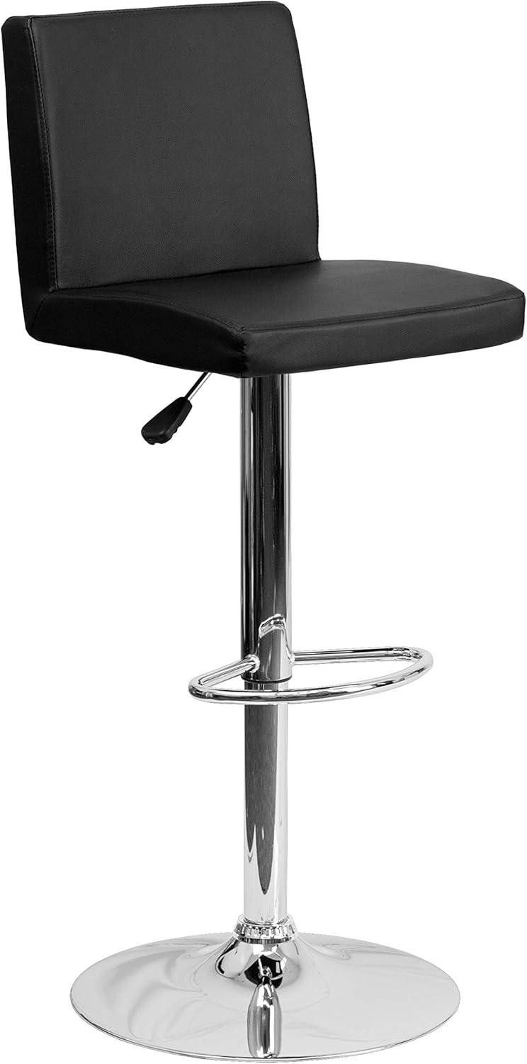image:imageFlash Furniture Avery Contemporary White Vinyl Adjustable Height Barstool with Panel Back and Chrome Base Pack of 2Black