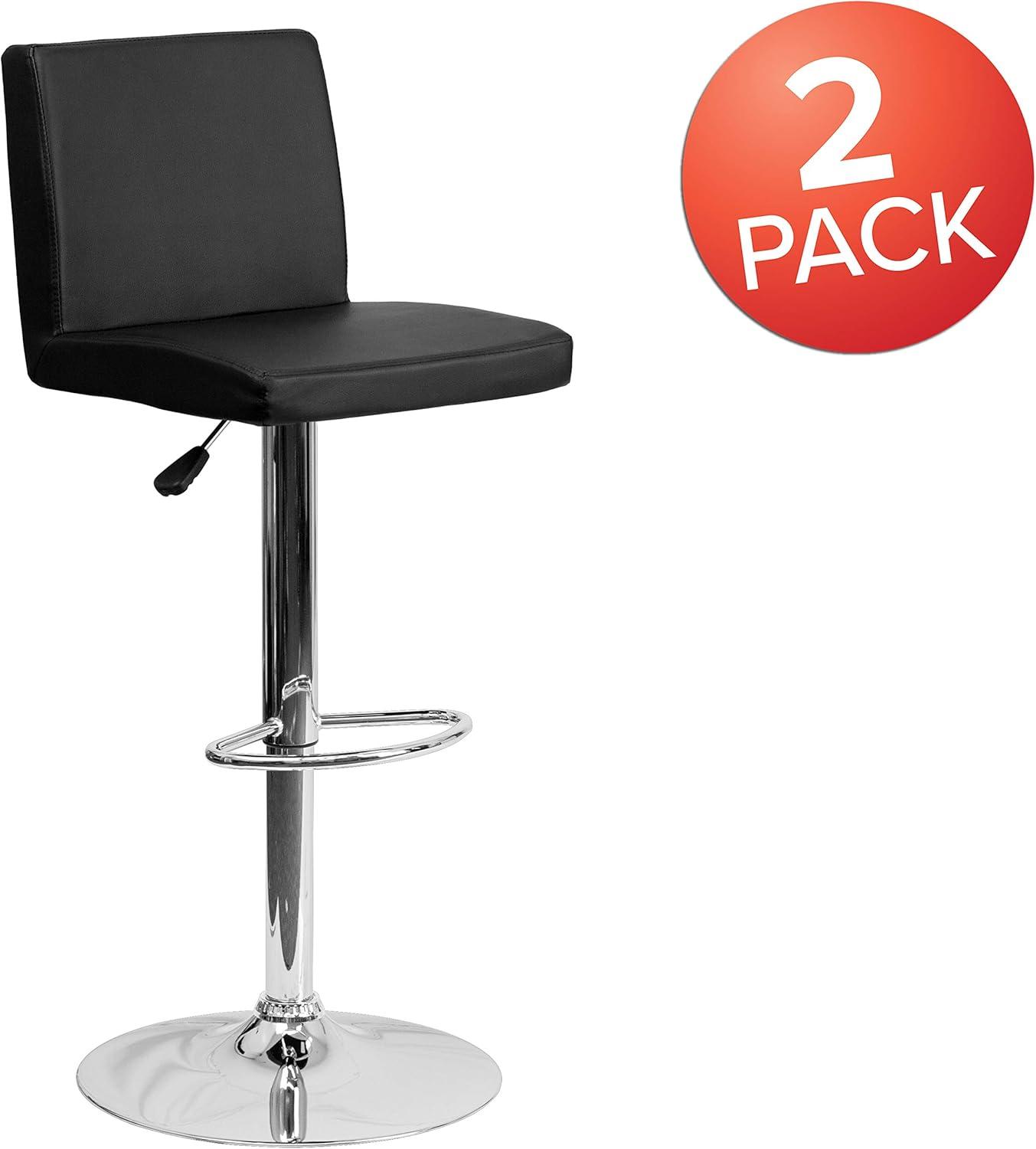 image:imageFlash Furniture Avery Contemporary White Vinyl Adjustable Height Barstool with Panel Back and Chrome Base Pack of 2Black