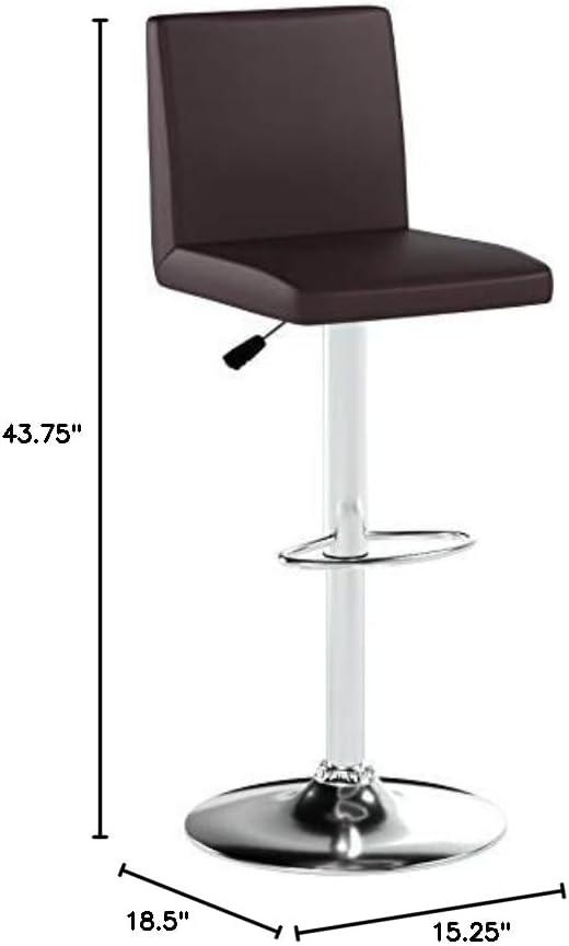 image:imageFlash Furniture Avery Contemporary White Vinyl Adjustable Height Barstool with Panel Back and Chrome Base Pack of 2Brown