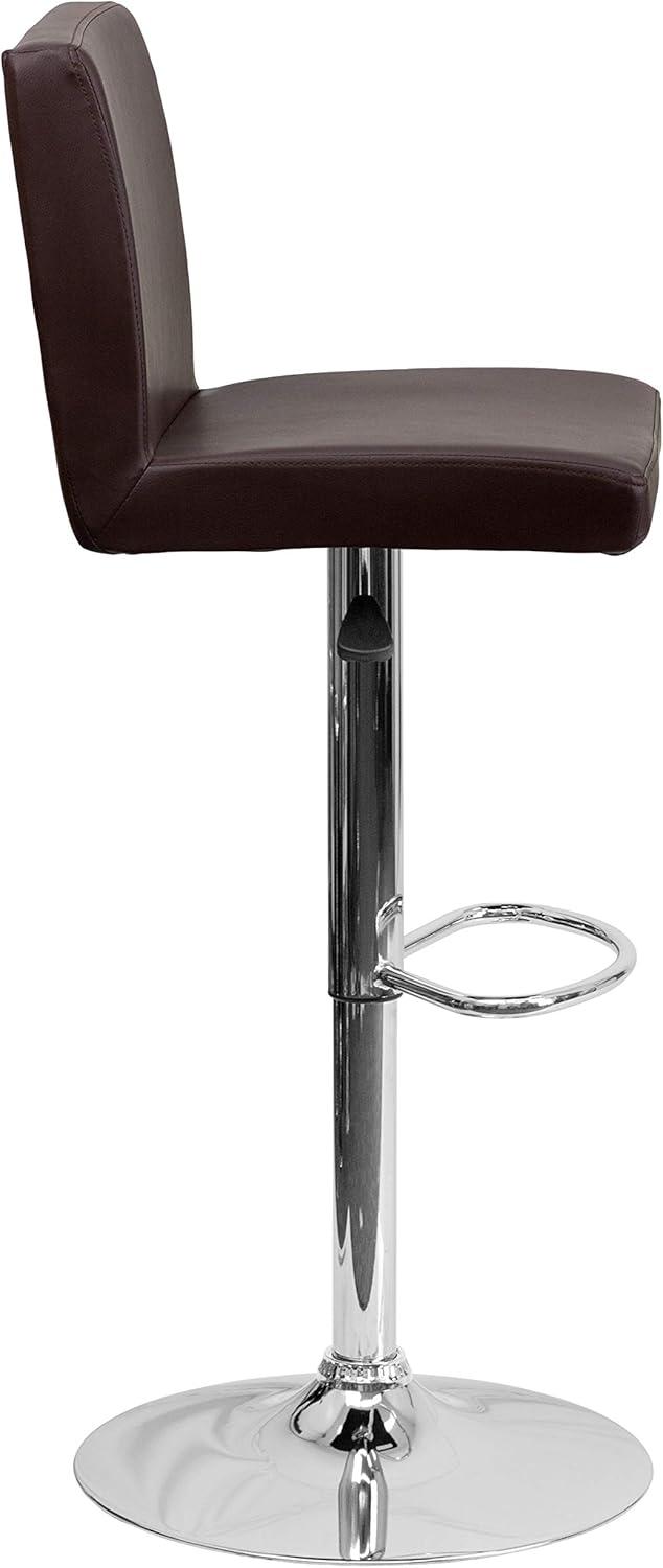 image:imageFlash Furniture Avery Contemporary White Vinyl Adjustable Height Barstool with Panel Back and Chrome Base Pack of 2Brown