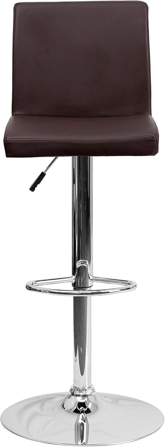 image:imageFlash Furniture Avery Contemporary White Vinyl Adjustable Height Barstool with Panel Back and Chrome Base Pack of 2Brown