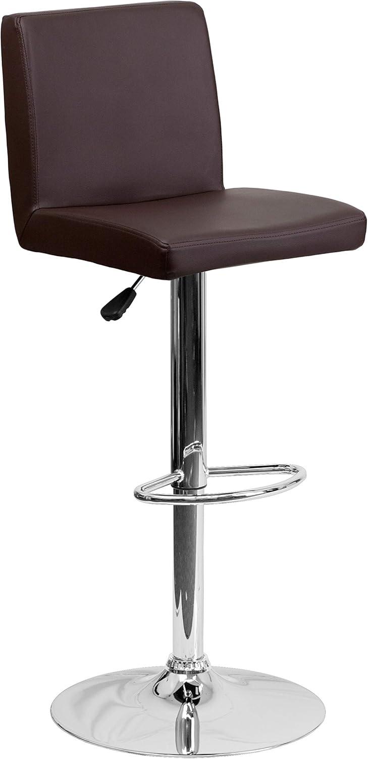 image:imageFlash Furniture Avery Contemporary White Vinyl Adjustable Height Barstool with Panel Back and Chrome Base Pack of 2Brown