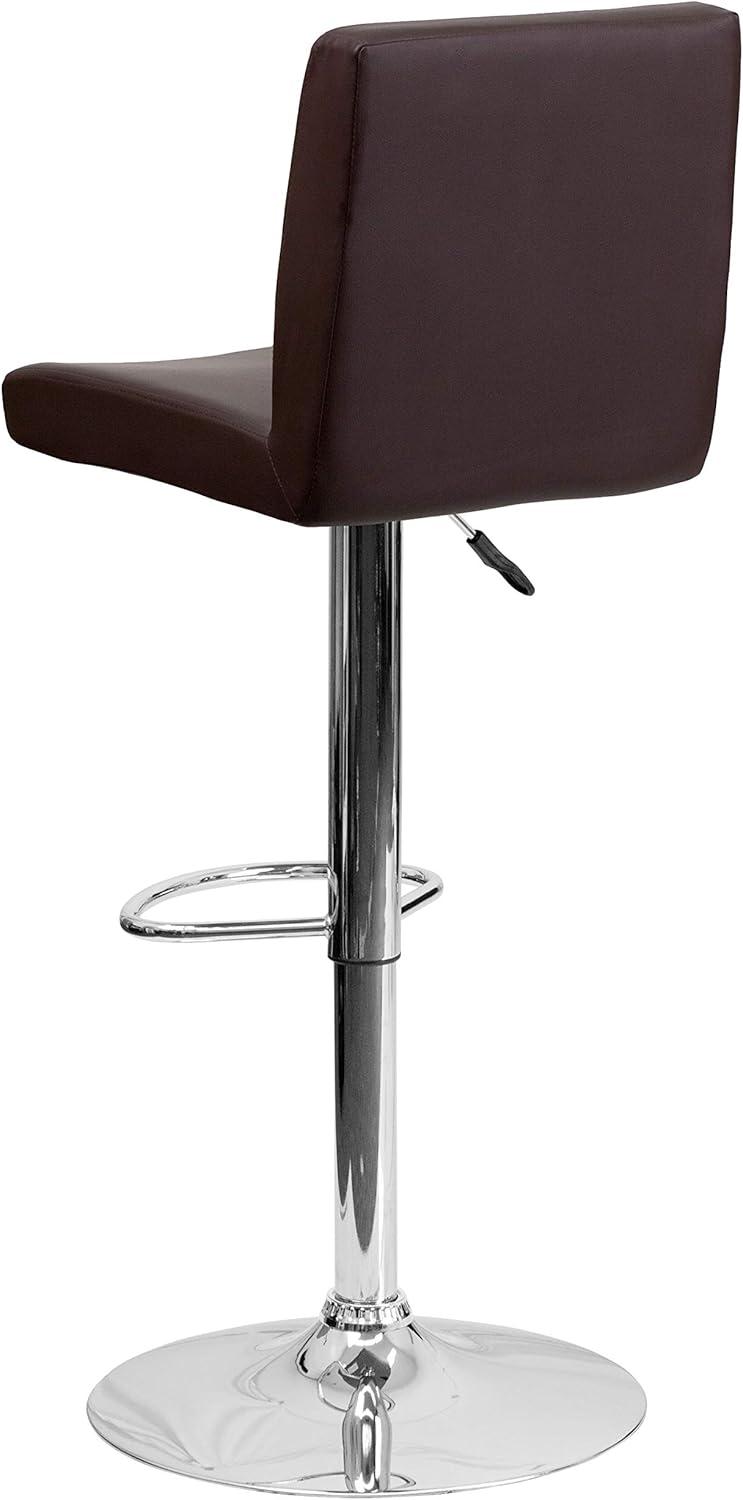 image:imageFlash Furniture Avery Contemporary White Vinyl Adjustable Height Barstool with Panel Back and Chrome Base Pack of 2Brown