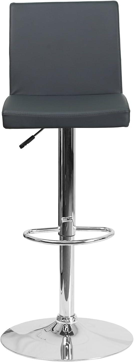 image:imageFlash Furniture Avery Contemporary White Vinyl Adjustable Height Barstool with Panel Back and Chrome Base Pack of 2Grey