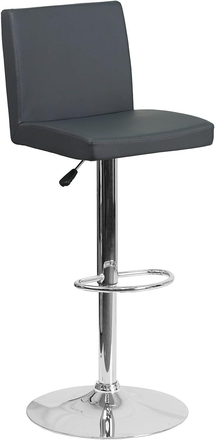 image:imageFlash Furniture Avery Contemporary White Vinyl Adjustable Height Barstool with Panel Back and Chrome Base Pack of 2Grey