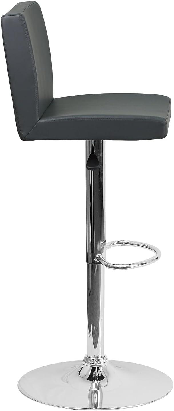 image:imageFlash Furniture Avery Contemporary White Vinyl Adjustable Height Barstool with Panel Back and Chrome Base Pack of 2Grey