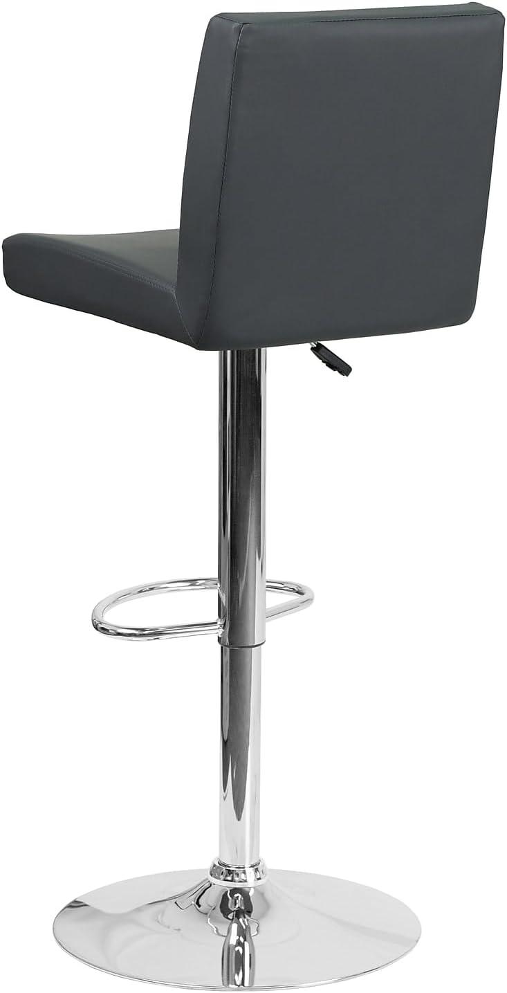 image:imageFlash Furniture Avery Contemporary White Vinyl Adjustable Height Barstool with Panel Back and Chrome Base Pack of 2Grey