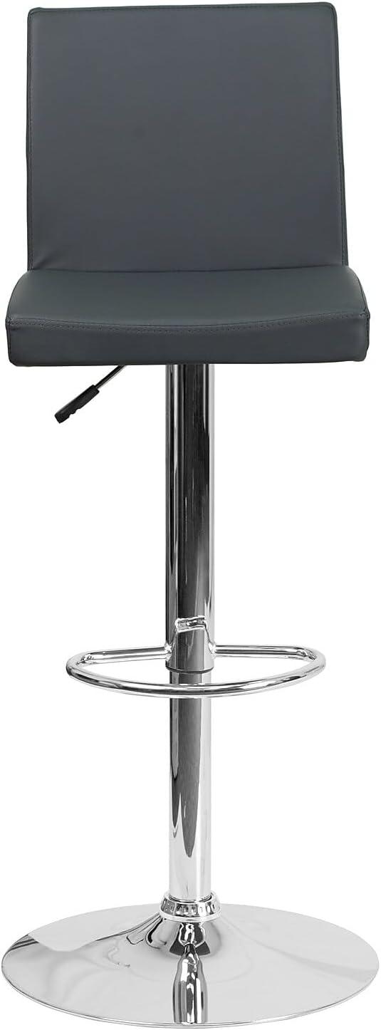 image:imageFlash Furniture Avery Contemporary White Vinyl Adjustable Height Barstool with Panel Back and Chrome Base Pack of 2Grey