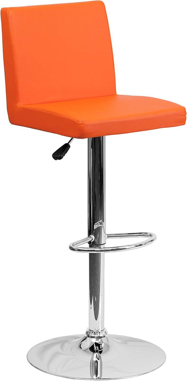 image:imageFlash Furniture Avery Contemporary White Vinyl Adjustable Height Barstool with Panel Back and Chrome Base Pack of 2Orange