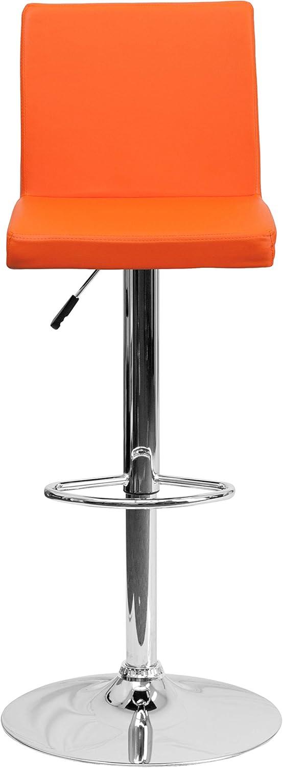 image:imageFlash Furniture Avery Contemporary White Vinyl Adjustable Height Barstool with Panel Back and Chrome Base Pack of 2Orange