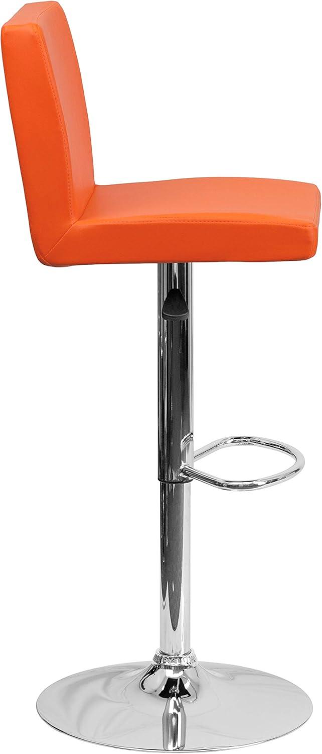 image:imageFlash Furniture Avery Contemporary White Vinyl Adjustable Height Barstool with Panel Back and Chrome Base Pack of 2Orange
