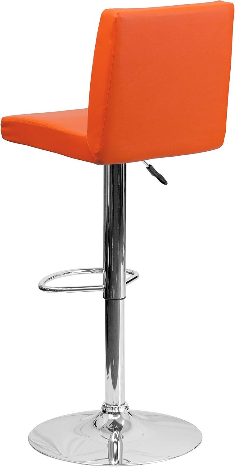 image:imageFlash Furniture Avery Contemporary White Vinyl Adjustable Height Barstool with Panel Back and Chrome Base Pack of 2Orange