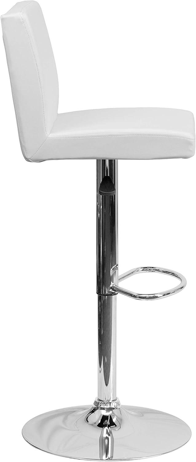 image:imageFlash Furniture Avery Contemporary White Vinyl Adjustable Height Barstool with Panel Back and Chrome Base Pack of 2White