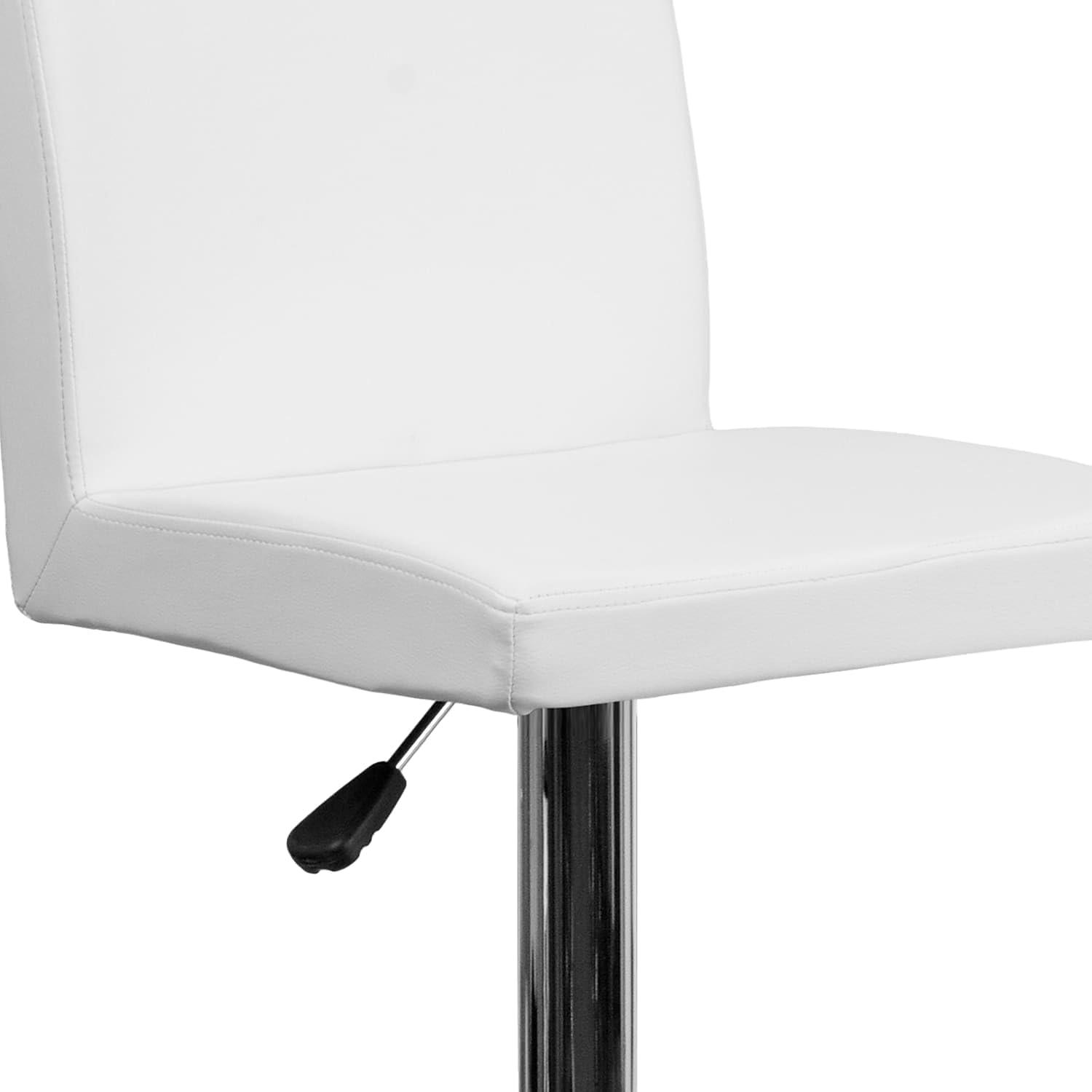 image:imageFlash Furniture Avery Contemporary White Vinyl Adjustable Height Barstool with Panel Back and Chrome Base Pack of 2White