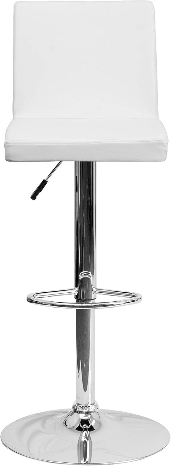 image:imageFlash Furniture Avery Contemporary White Vinyl Adjustable Height Barstool with Panel Back and Chrome Base Pack of 2White