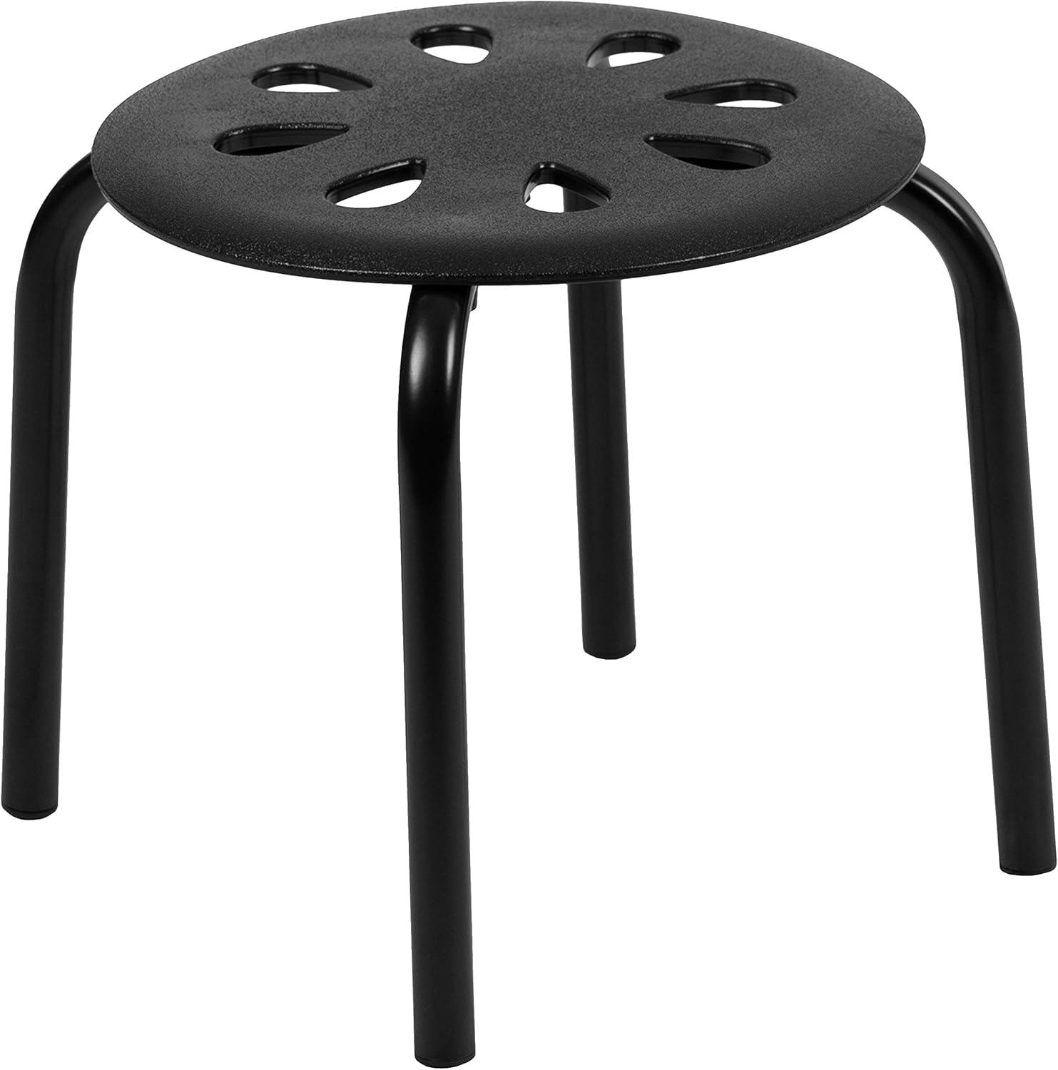 image:imageFlash Furniture Bentley Plastic Nesting Stack Stools 115Height Black 5 Pack