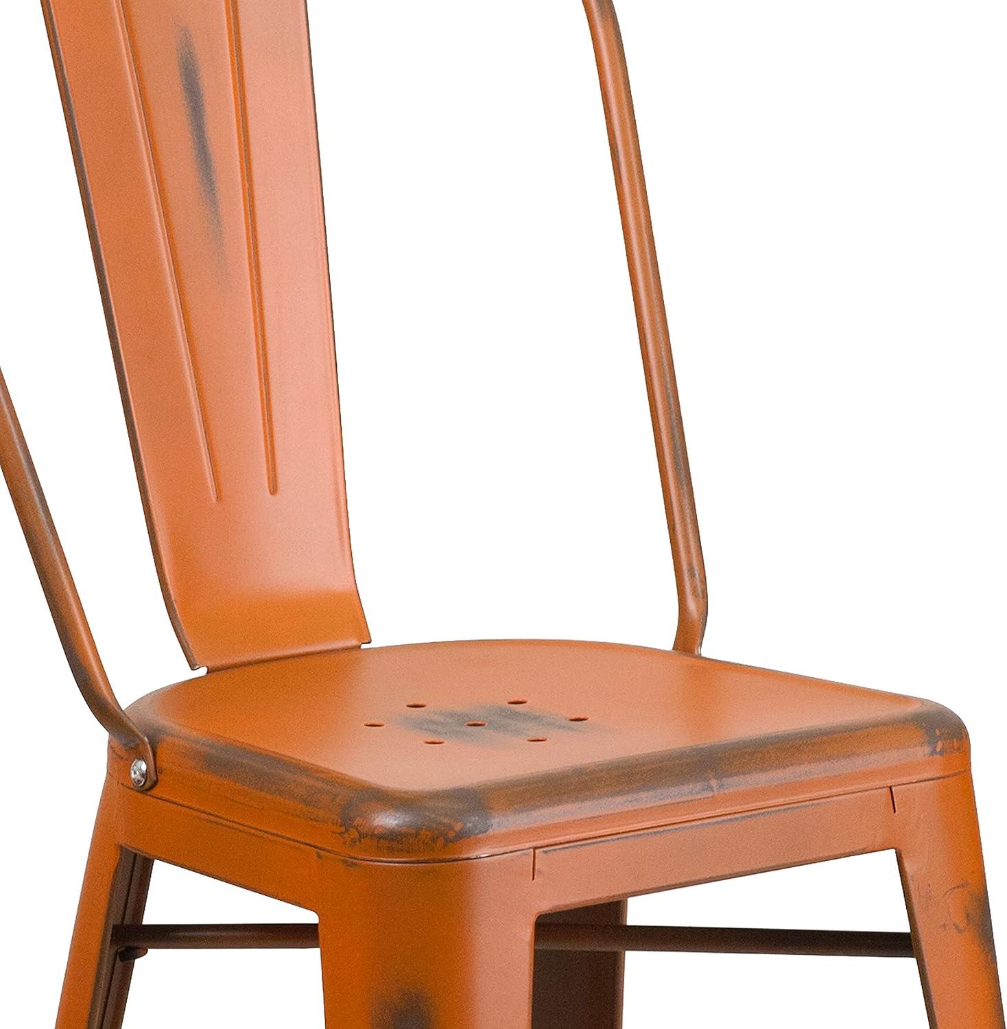 image:imageFlash Furniture Blake Commercial Grade 4 Pack 24 High Distressed Orange Metal IndoorOutdoor Counter Height Stool with Back