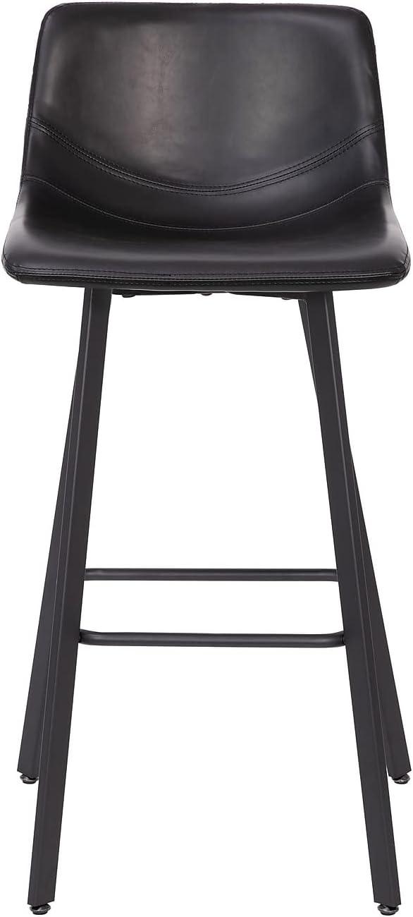 image:imageFlash Furniture Caleb Modern Commercial Barstools with Footrests Black LeatherSoft 30 Inch Black Matte Iron Frame Armless Set of 2Black LeathersoftBlack
