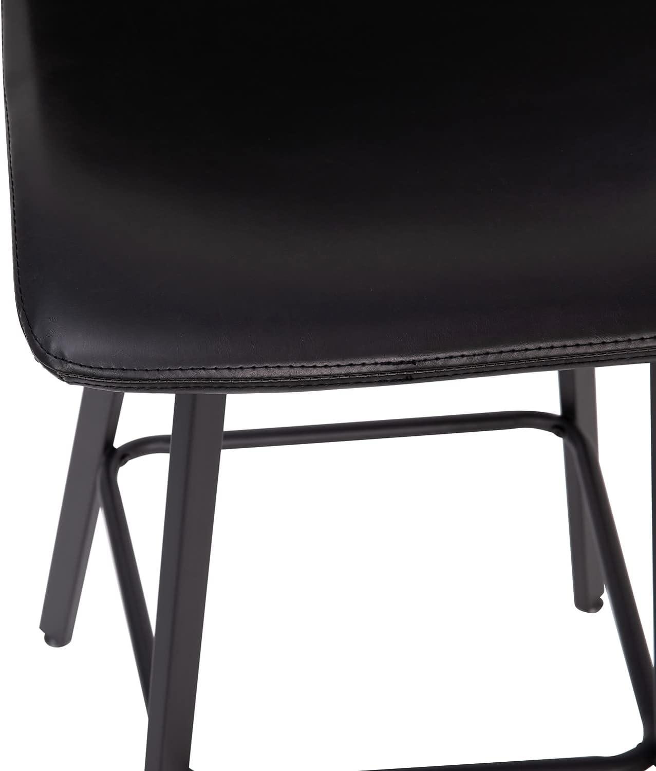 image:imageFlash Furniture Caleb Modern Commercial Barstools with Footrests Black LeatherSoft 30 Inch Black Matte Iron Frame Armless Set of 2Black LeathersoftBlack
