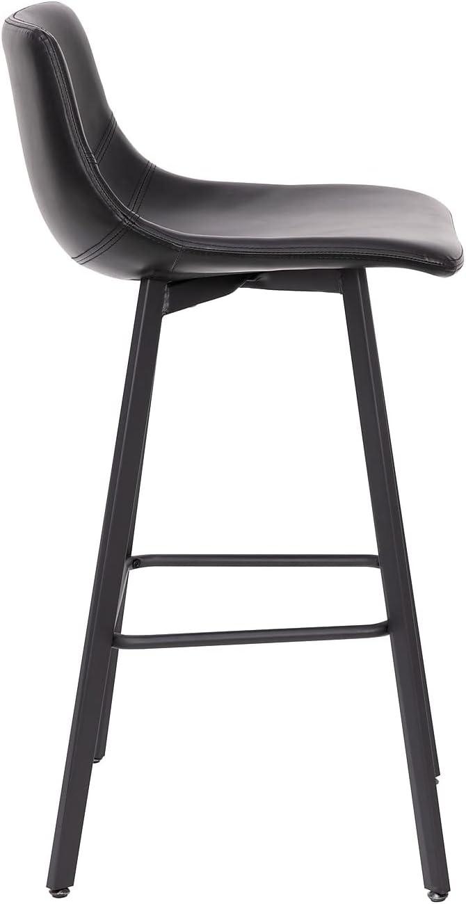 image:imageFlash Furniture Caleb Modern Commercial Barstools with Footrests Black LeatherSoft 30 Inch Black Matte Iron Frame Armless Set of 2Black LeathersoftBlack