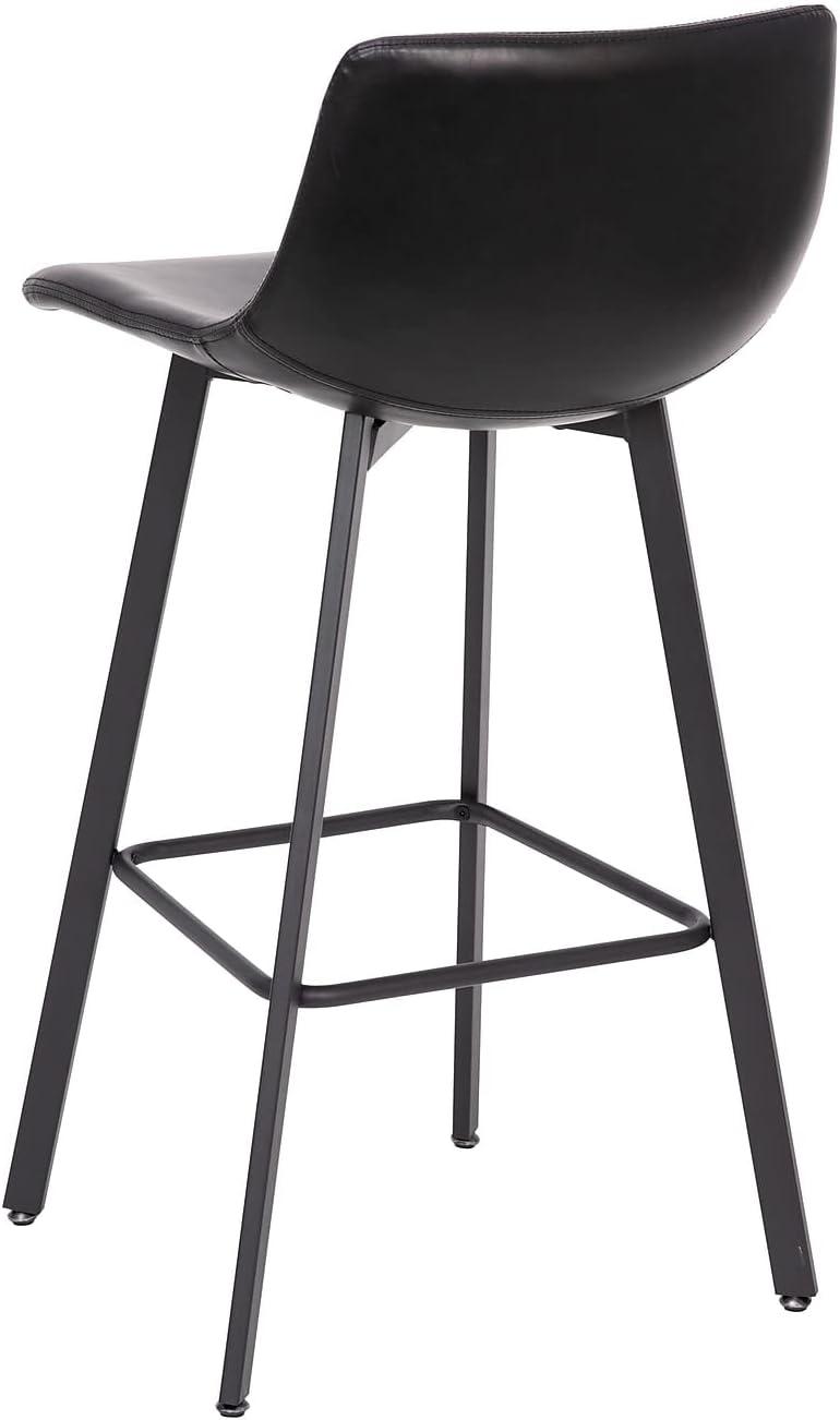 image:imageFlash Furniture Caleb Modern Commercial Barstools with Footrests Black LeatherSoft 30 Inch Black Matte Iron Frame Armless Set of 2Black LeathersoftBlack