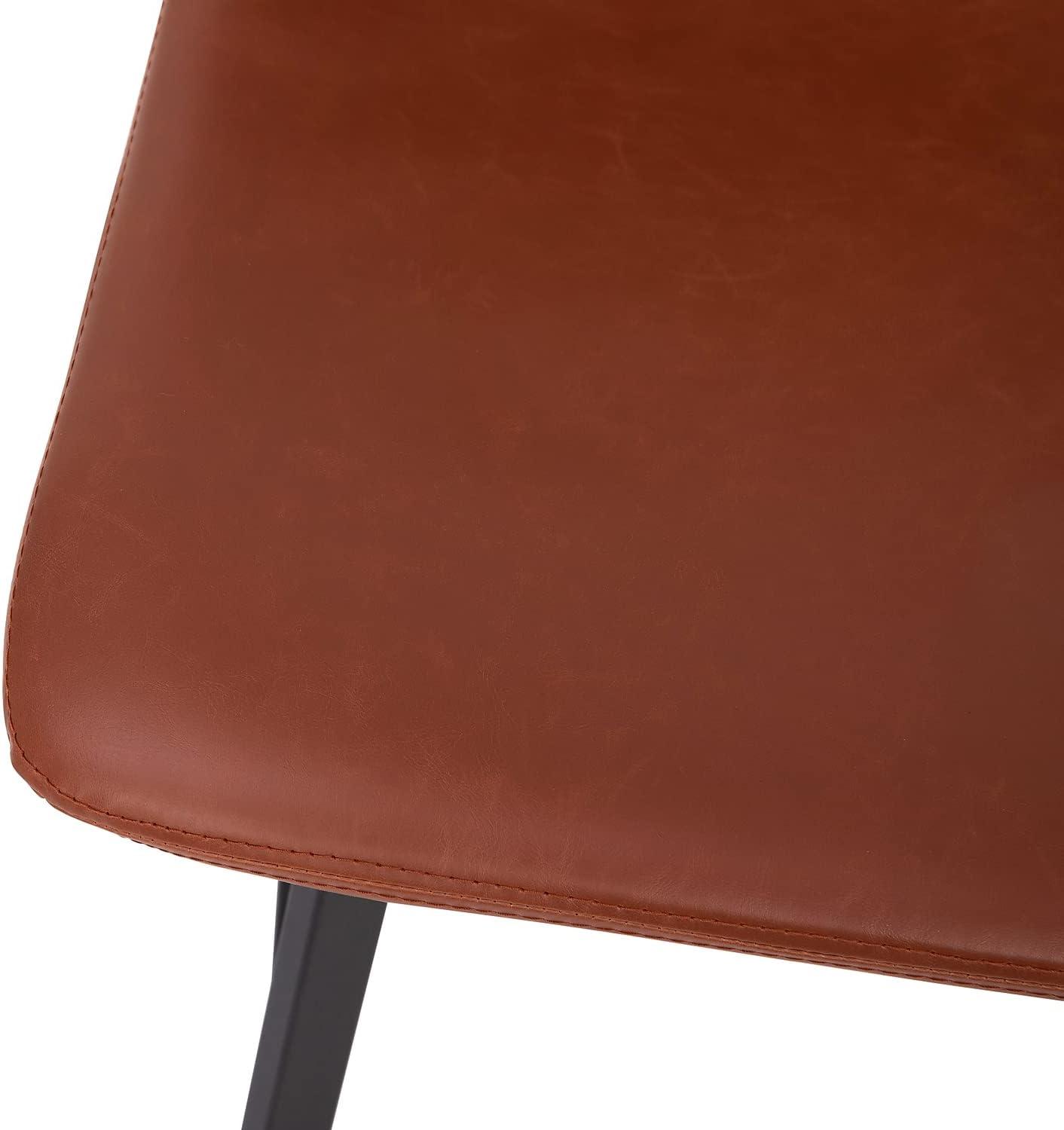 image:imageFlash Furniture Caleb Modern Commercial Barstools with Footrests Black LeatherSoft 30 Inch Black Matte Iron Frame Armless Set of 2Cognac LeathersoftBlack