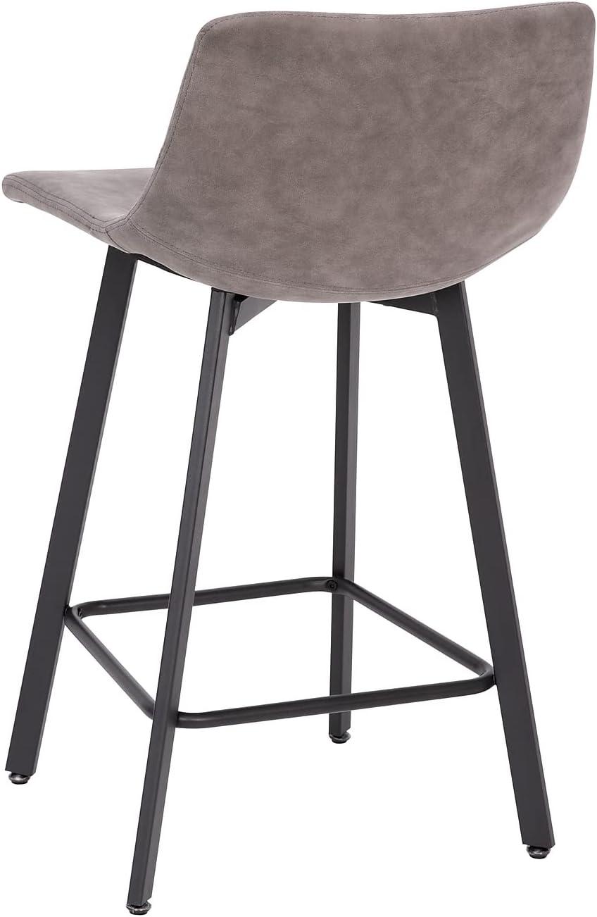 image:imageFlash Furniture Caleb Modern Commercial Barstools with Footrests Black LeatherSoft 30 Inch Black Matte Iron Frame Armless Set of 2Gray LeathersoftBlack
