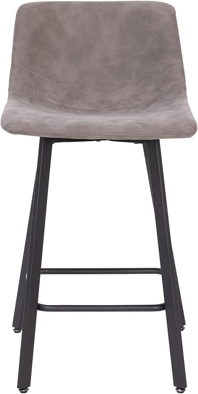 image:imageFlash Furniture Caleb Modern Commercial Barstools with Footrests Black LeatherSoft 30 Inch Black Matte Iron Frame Armless Set of 2Gray LeathersoftBlack