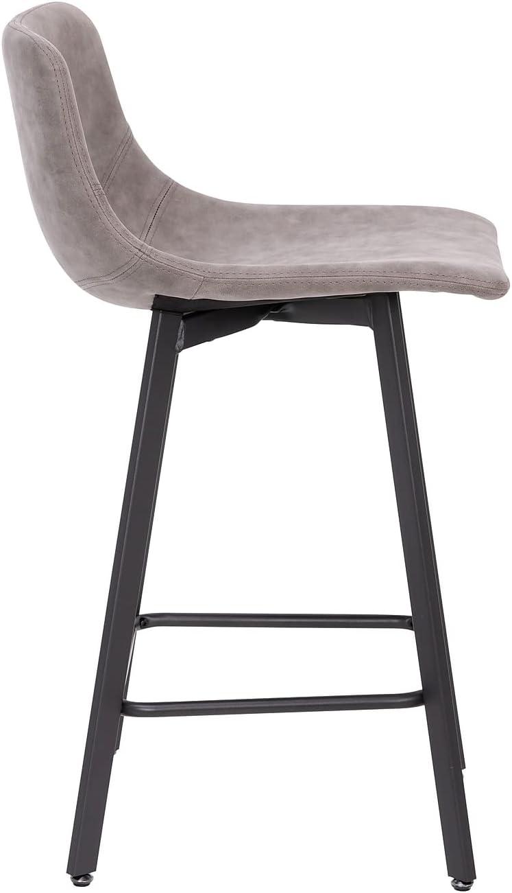 image:imageFlash Furniture Caleb Modern Commercial Barstools with Footrests Black LeatherSoft 30 Inch Black Matte Iron Frame Armless Set of 2Gray LeathersoftBlack