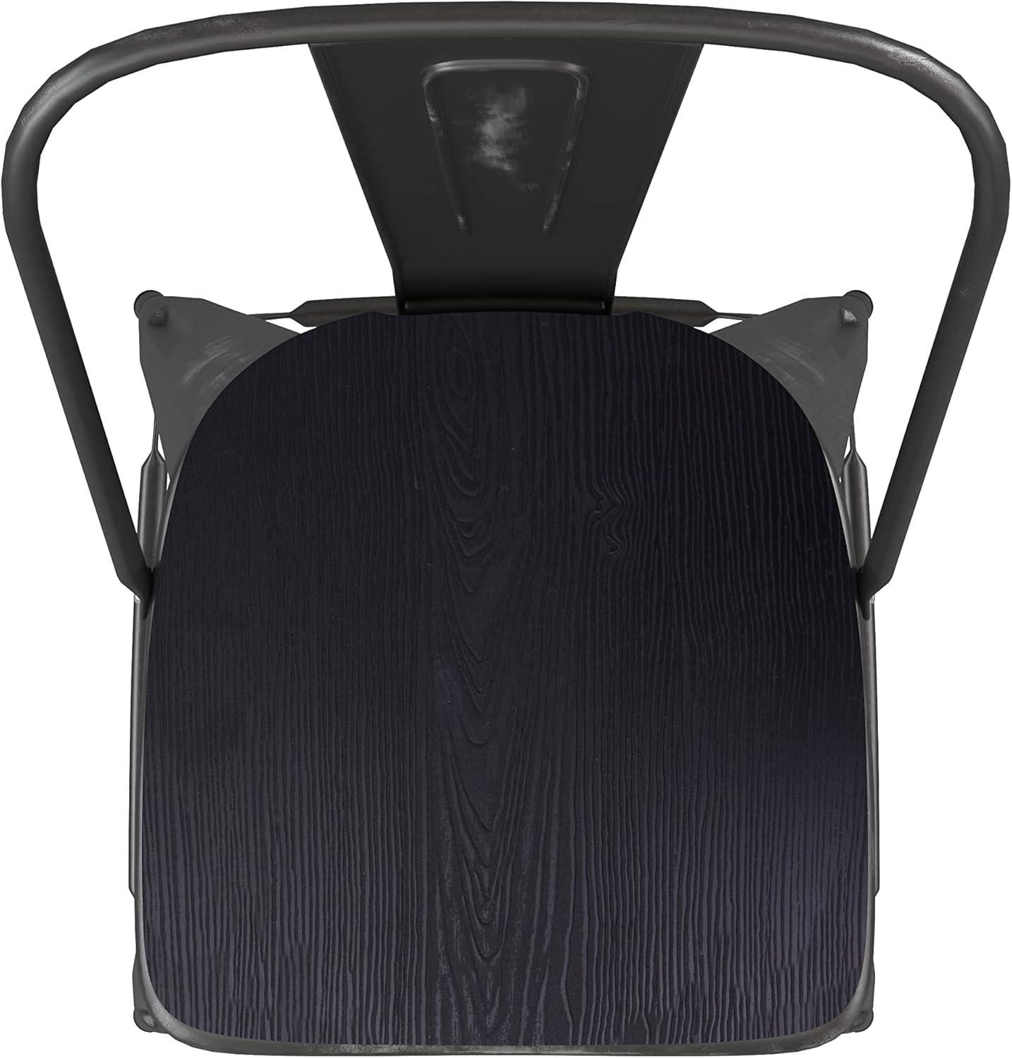 image:imageFlash Furniture Carly Commercial Grade 30 High Black Metal IndoorOutdoor Bar Height Stool with Back and Black Polystyrene SeatBlackBlack