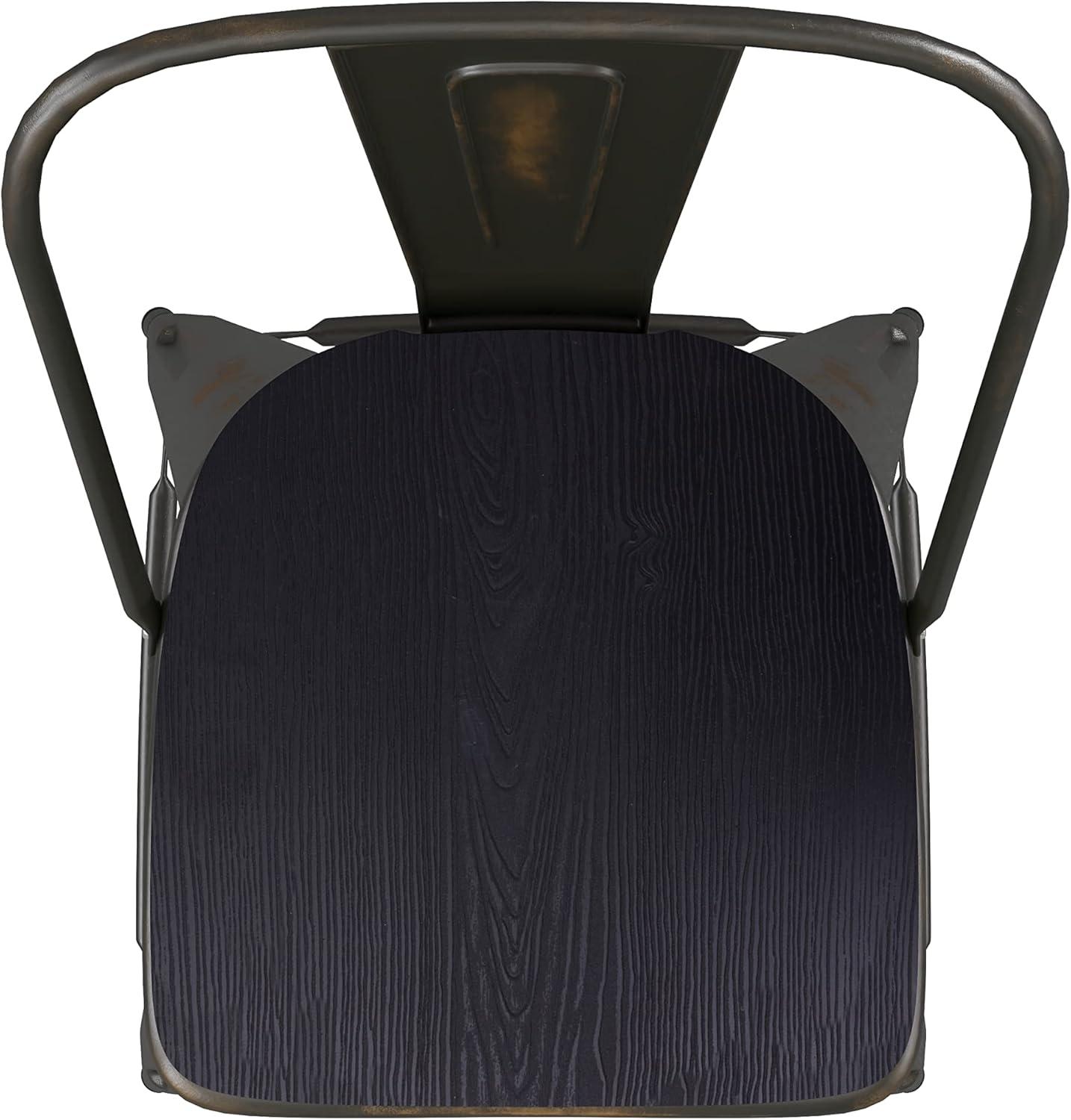 image:imageFlash Furniture Carly Commercial Grade 30 High Black Metal IndoorOutdoor Bar Height Stool with Back and Black Polystyrene SeatCopperBlack