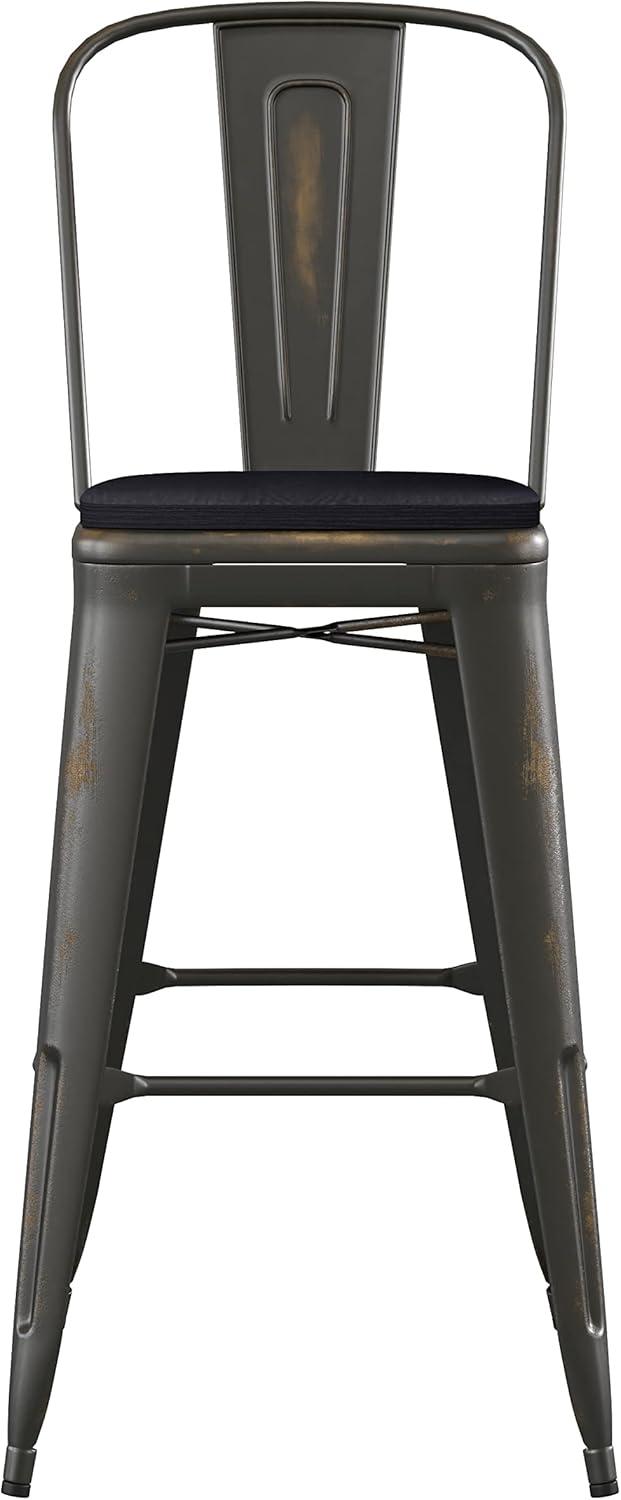 image:imageFlash Furniture Carly Commercial Grade 30 High Black Metal IndoorOutdoor Bar Height Stool with Back and Black Polystyrene SeatCopperBlack