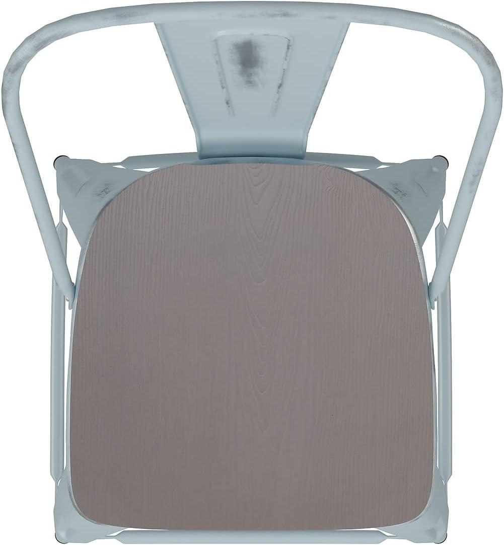 image:imageFlash Furniture Carly Commercial Grade 30 High Black Metal IndoorOutdoor Bar Height Stool with Back and Black Polystyrene SeatGray SeatGreenblue Frame