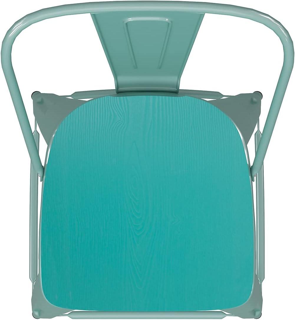 image:imageFlash Furniture Carly Commercial Grade 30 High Black Metal IndoorOutdoor Bar Height Stool with Back and Black Polystyrene SeatMint Green SeatMint Green Frame