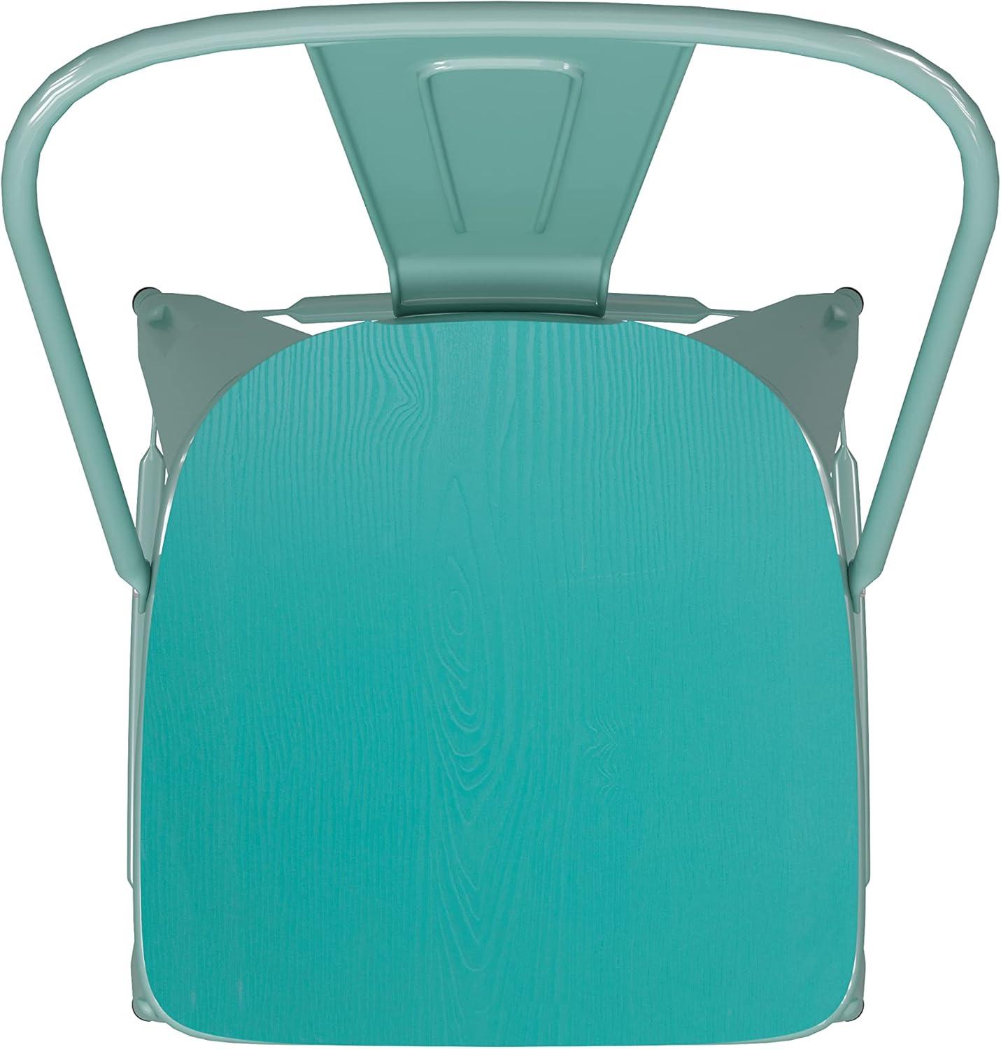 image:imageFlash Furniture Carly Commercial Grade 30 High Black Metal IndoorOutdoor Bar Height Stool with Back and Black Polystyrene SeatMint GreenMint Green