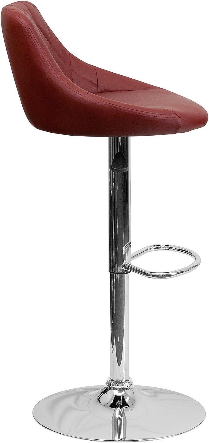 image:imageFlash Furniture Contemporary Brown Vinyl Bucket Seat Adjustable Height Barstool with Diamond Pattern Back and Chrome BaseBurgundy
