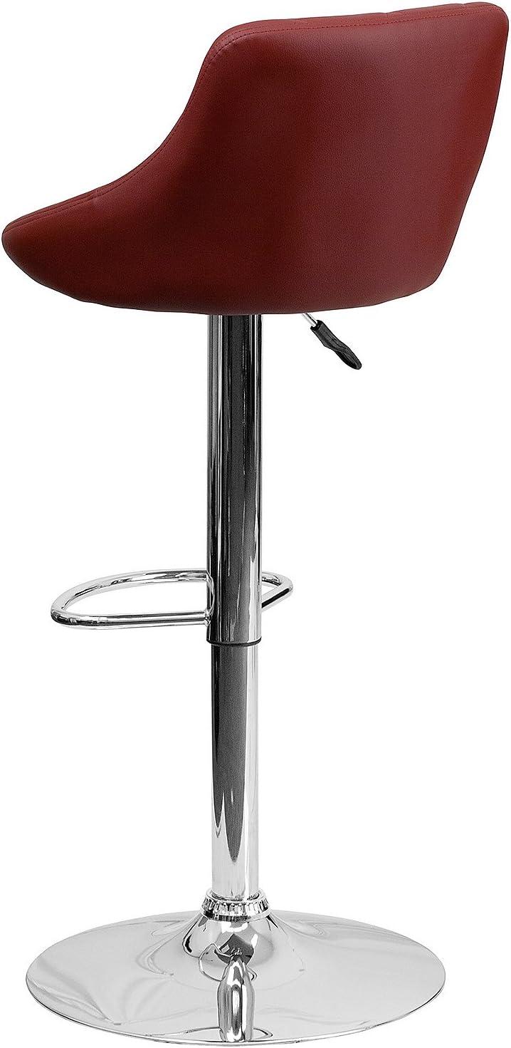 image:imageFlash Furniture Contemporary Brown Vinyl Bucket Seat Adjustable Height Barstool with Diamond Pattern Back and Chrome BaseBurgundy