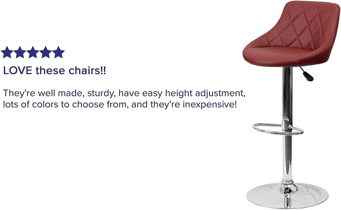 image:imageFlash Furniture Contemporary Brown Vinyl Bucket Seat Adjustable Height Barstool with Diamond Pattern Back and Chrome BaseBurgundy
