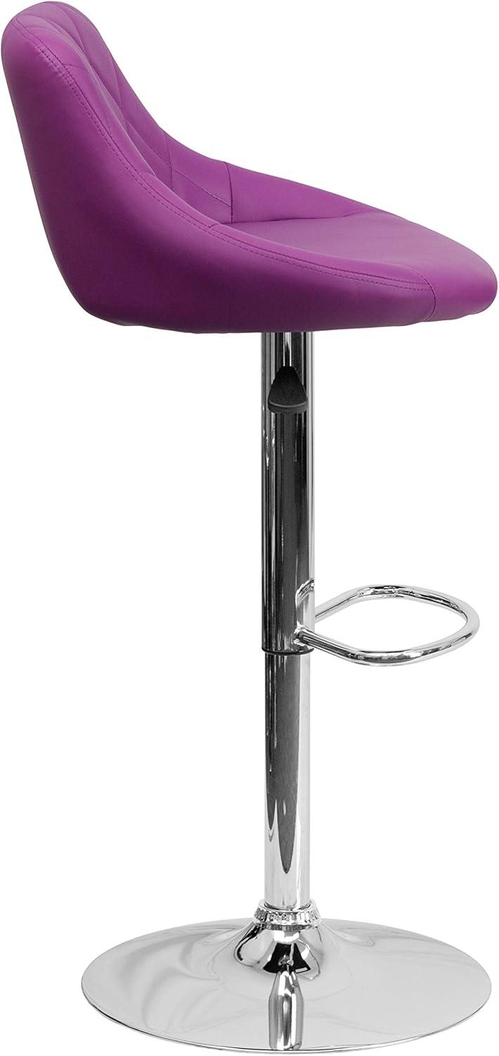 image:imageFlash Furniture Contemporary Brown Vinyl Bucket Seat Adjustable Height Barstool with Diamond Pattern Back and Chrome BasePurple
