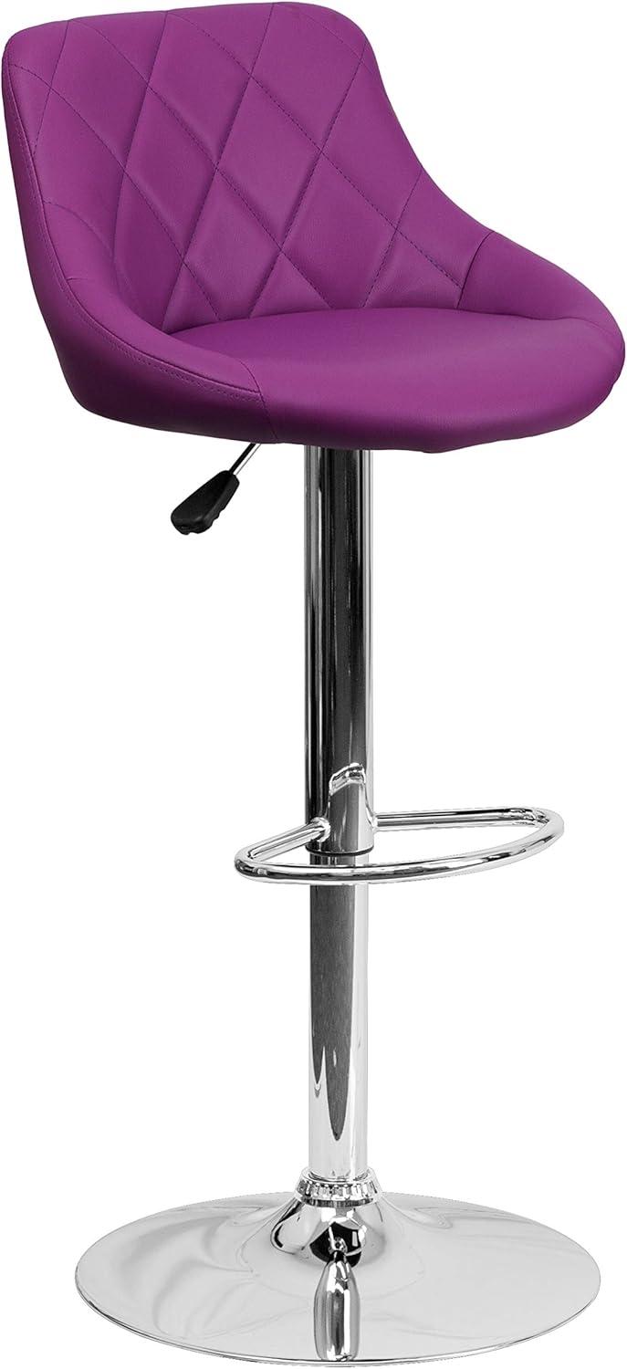 image:imageFlash Furniture Contemporary Brown Vinyl Bucket Seat Adjustable Height Barstool with Diamond Pattern Back and Chrome BasePurple