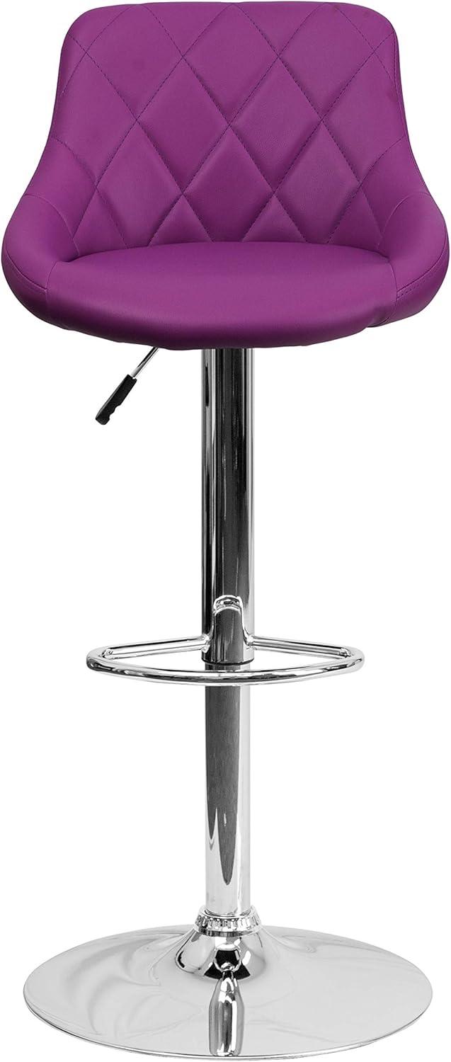 image:imageFlash Furniture Contemporary Brown Vinyl Bucket Seat Adjustable Height Barstool with Diamond Pattern Back and Chrome BasePurple