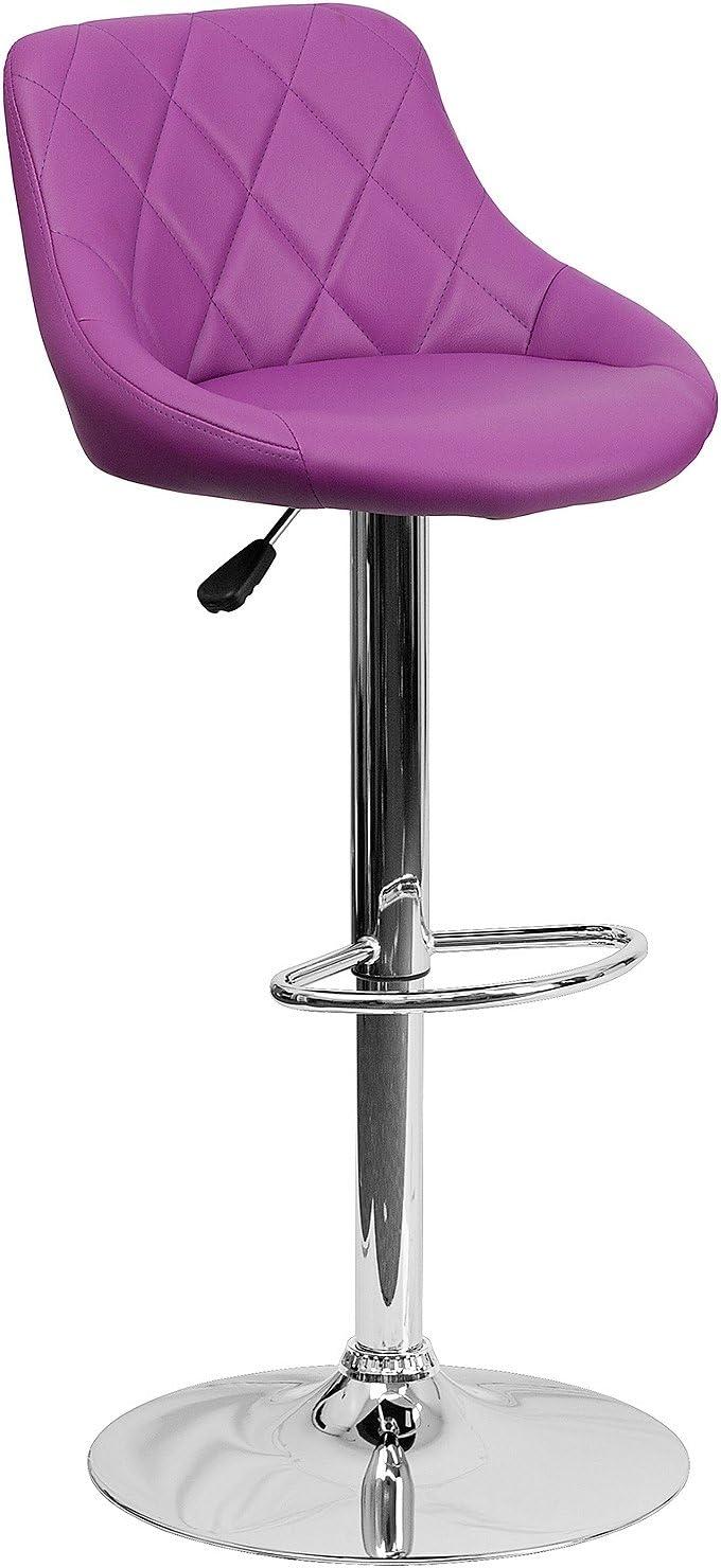 image:imageFlash Furniture Contemporary Brown Vinyl Bucket Seat Adjustable Height Barstool with Diamond Pattern Back and Chrome BasePurple