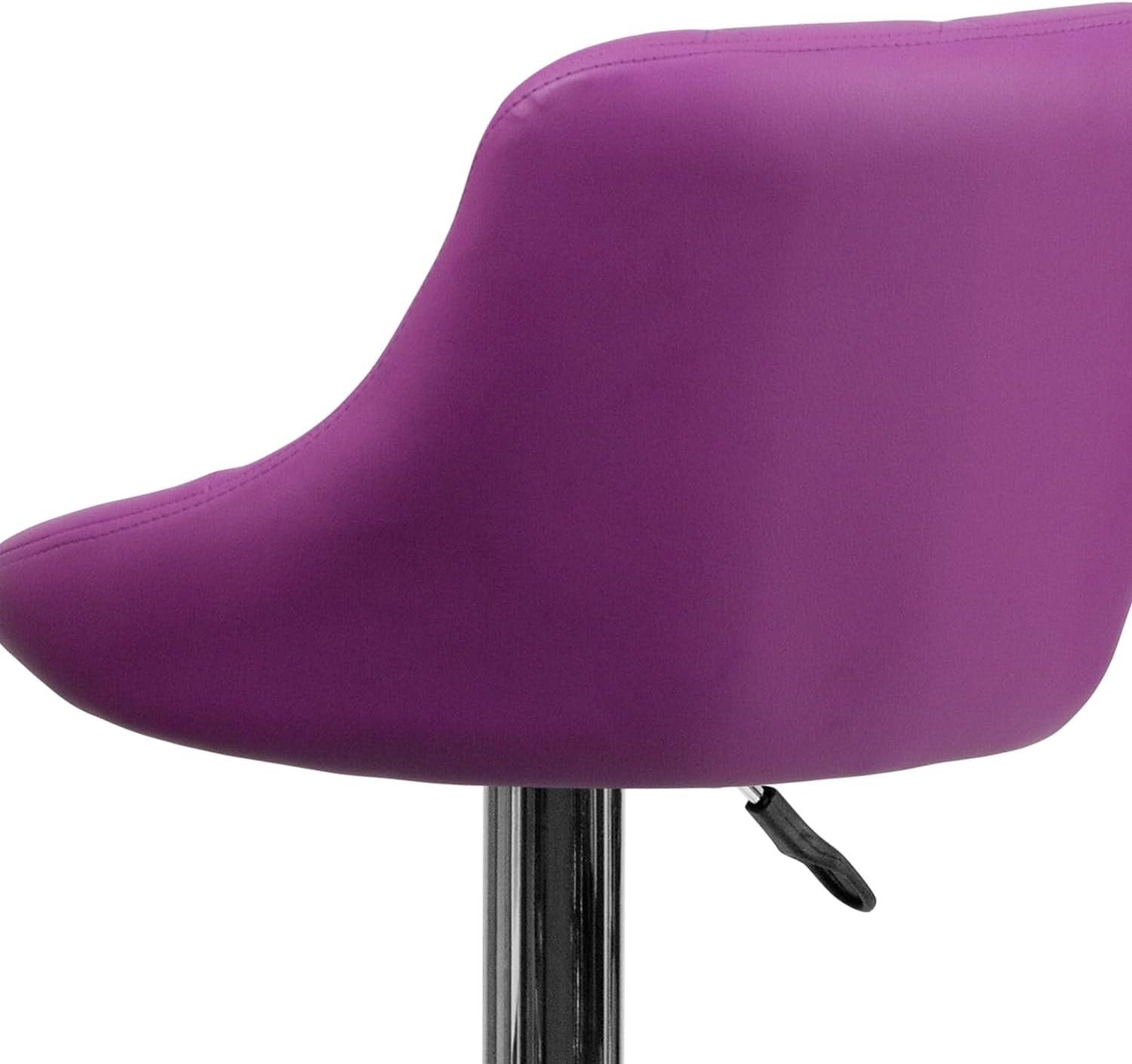 image:imageFlash Furniture Contemporary Brown Vinyl Bucket Seat Adjustable Height Barstool with Diamond Pattern Back and Chrome BasePurple