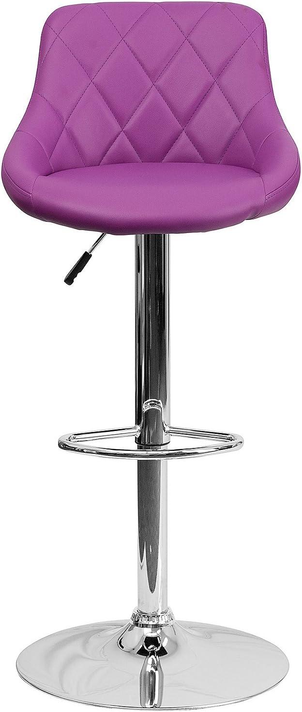 image:imageFlash Furniture Contemporary Brown Vinyl Bucket Seat Adjustable Height Barstool with Diamond Pattern Back and Chrome BasePurple