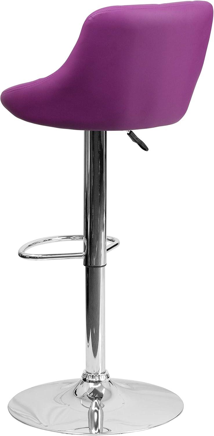 image:imageFlash Furniture Contemporary Brown Vinyl Bucket Seat Adjustable Height Barstool with Diamond Pattern Back and Chrome BasePurple
