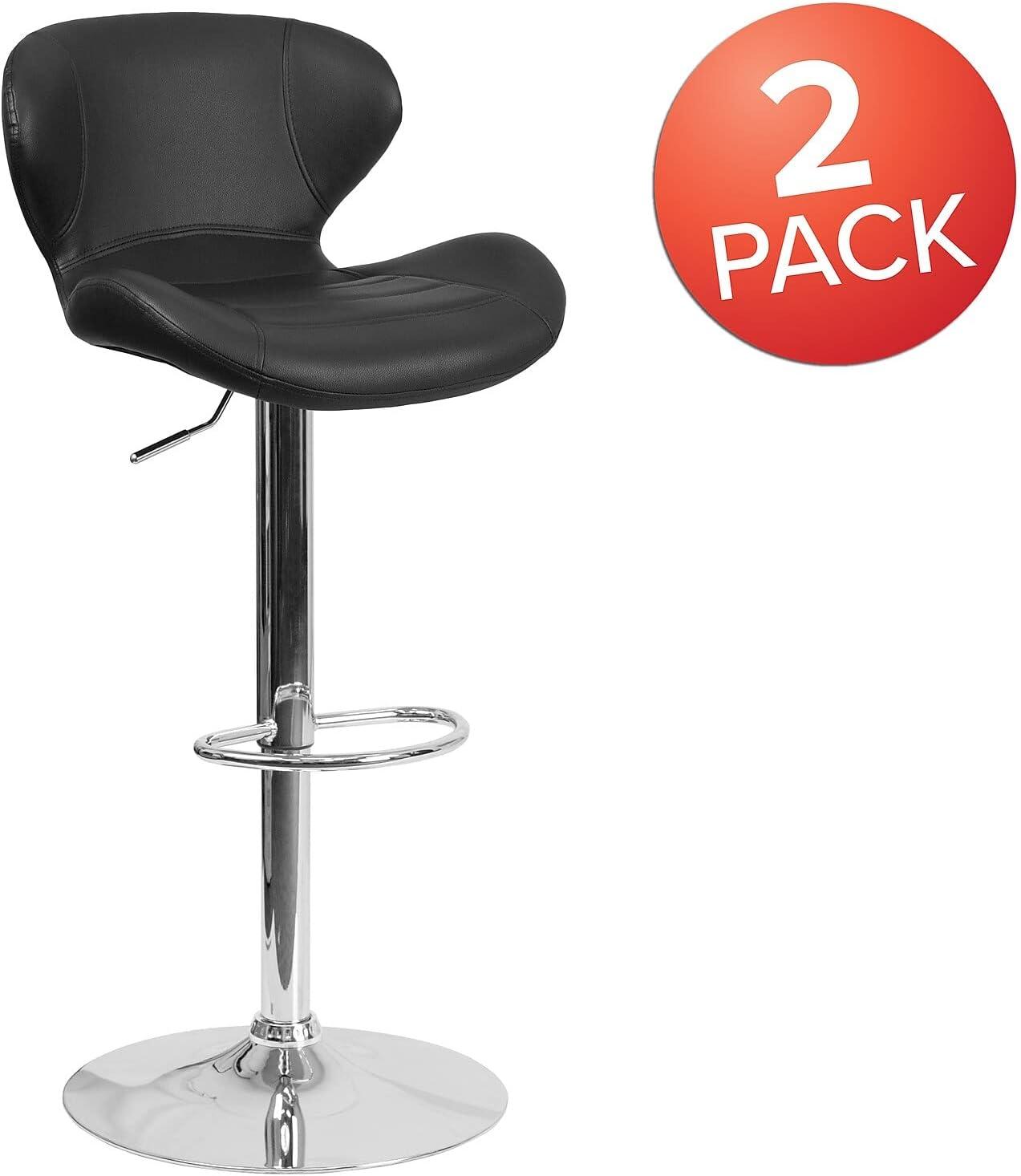 image:imageFlash Furniture Contemporary Charcoal Fabric Adjustable Height Barstool with Curved Back and Chrome BaseBlack Vinyl