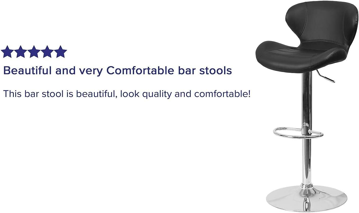 image:imageFlash Furniture Contemporary Charcoal Fabric Adjustable Height Barstool with Curved Back and Chrome BaseBlack Vinyl