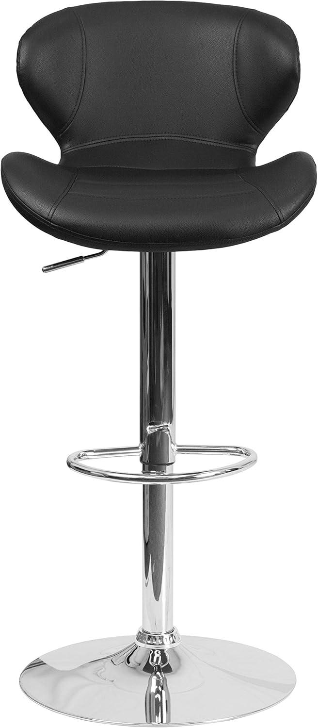 image:imageFlash Furniture Contemporary Charcoal Fabric Adjustable Height Barstool with Curved Back and Chrome BaseBlack Vinyl