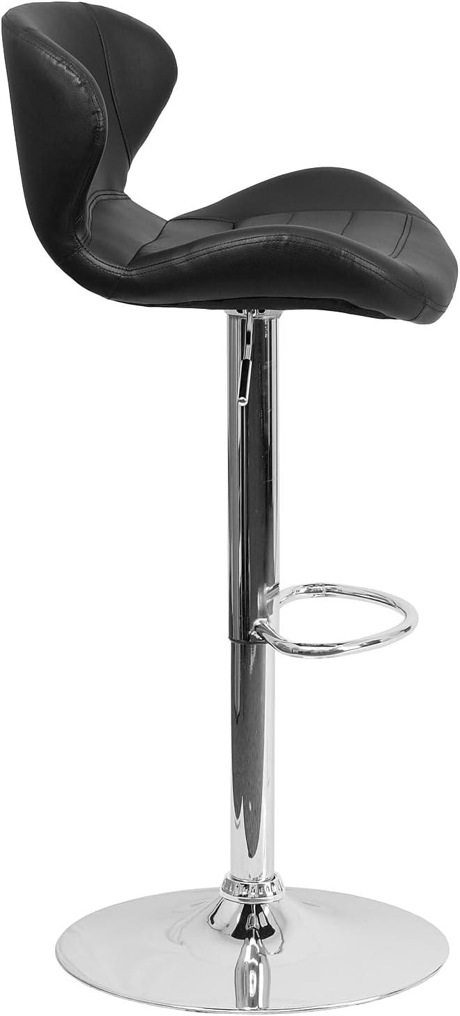 image:imageFlash Furniture Contemporary Charcoal Fabric Adjustable Height Barstool with Curved Back and Chrome BaseBlack Vinyl