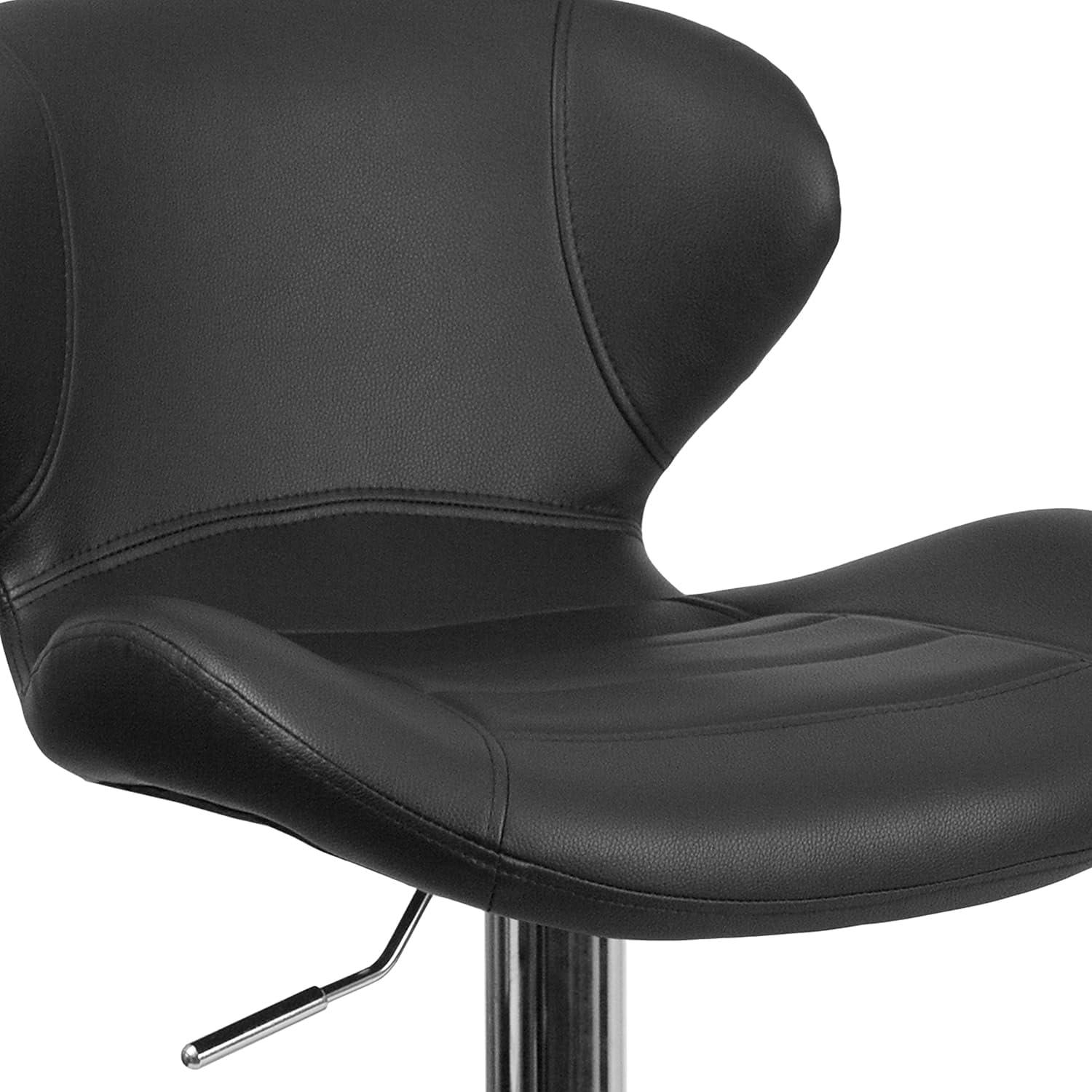 image:imageFlash Furniture Contemporary Charcoal Fabric Adjustable Height Barstool with Curved Back and Chrome BaseBlack Vinyl